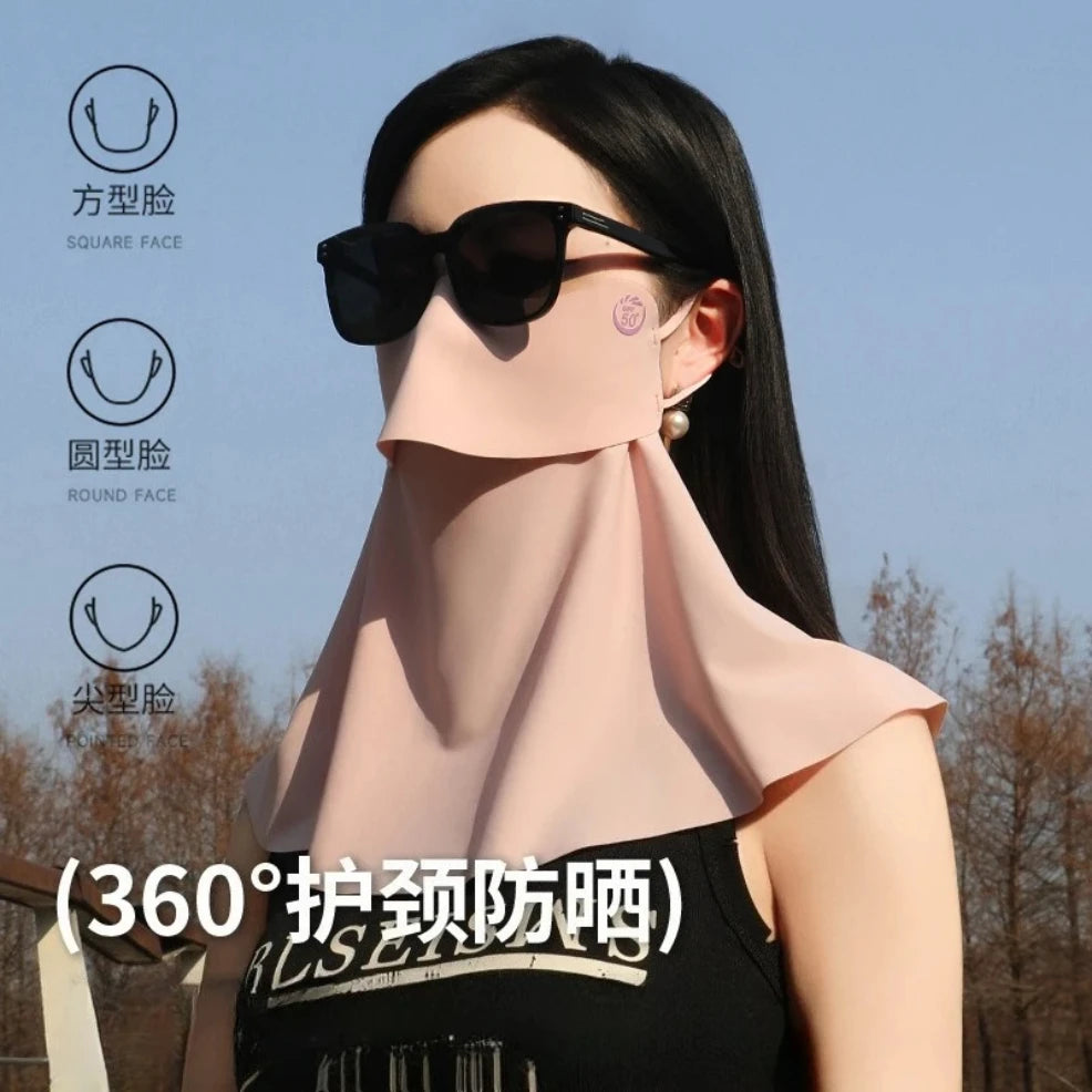 3D Ice Silk UPF50+ UV Protection Face Mask for Women Summer Outdoor Cycling Hiking 360° Face Neck Cover Cool Balaclava Scarf