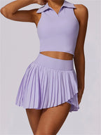 Aurelia Sun Sleeveless Golf Polo & Skort Set – White – image 4