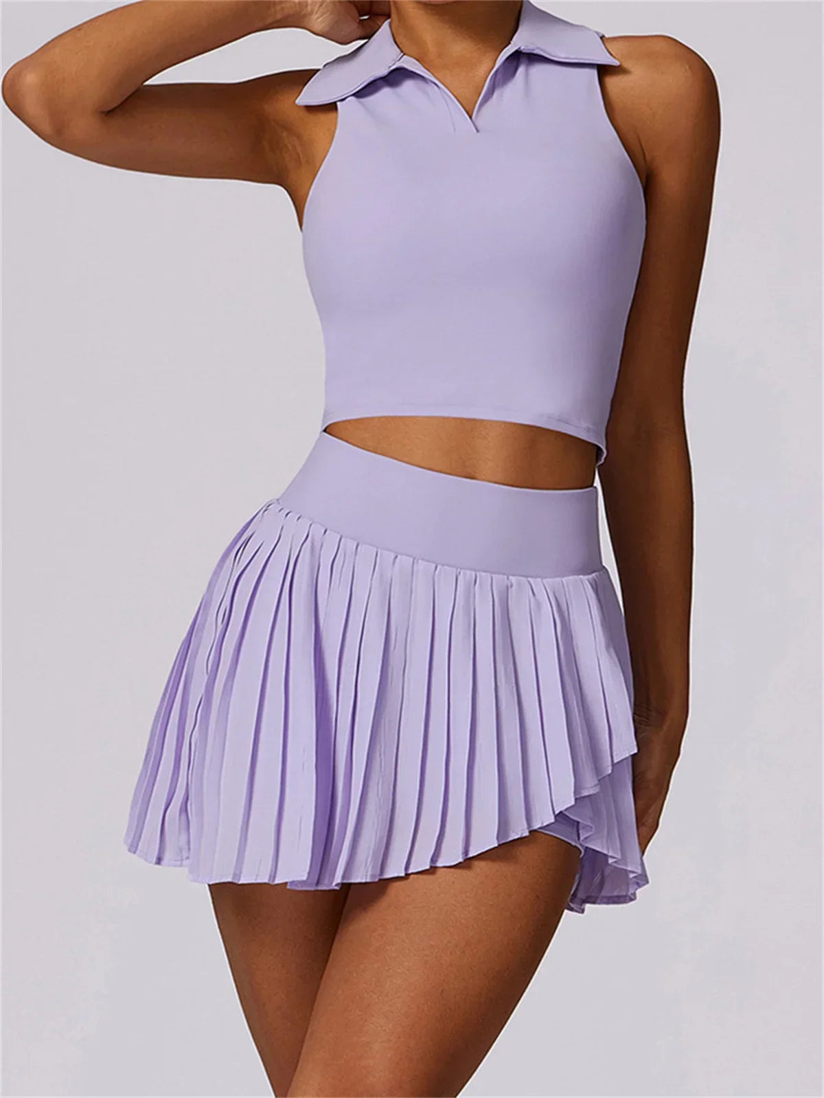 Aurelia Sun Sleeveless Golf Polo & Skort Set – White – image 4