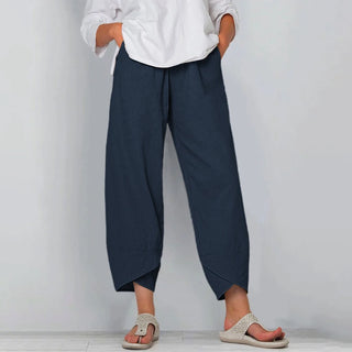 Cotton-Linen Wide-Leg Harem Pants