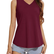 TACVASEN Women's Tank Tops Soft Loose Casual Flowy Basic Sleeveless Summer V Neck Tee Shirts Camisole Running Outfits Clothes