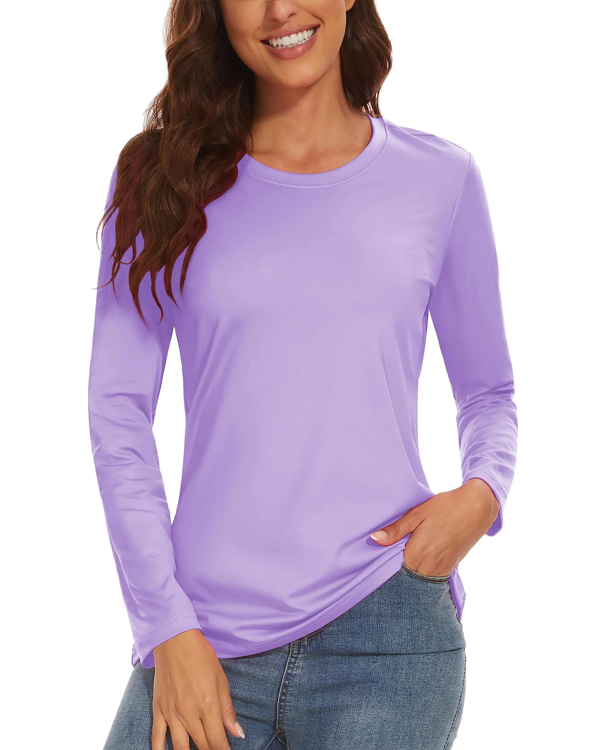 TACVASEN Summer UPF 50+ Long Sleeve Quick Dry High Elastic T-shirts Womens UV/Sun Protection Tee Shirts Hiking Swim Tops Outdoor