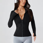Stand-up collar sports jacket for women slimming and shaping sun protection professional running training fitness cardigan