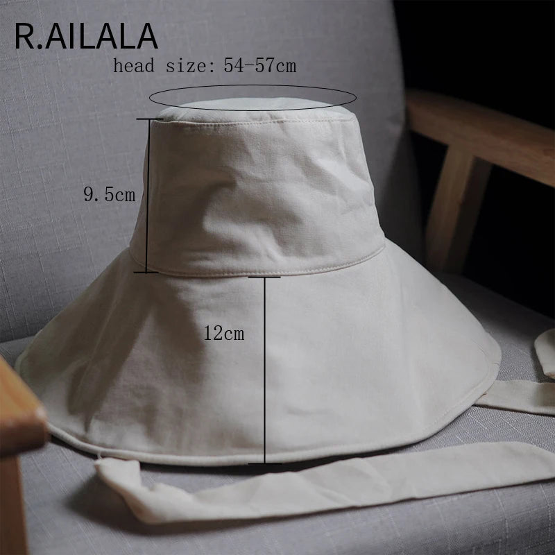 Tie-Strap Wide Brim Bucket Hat