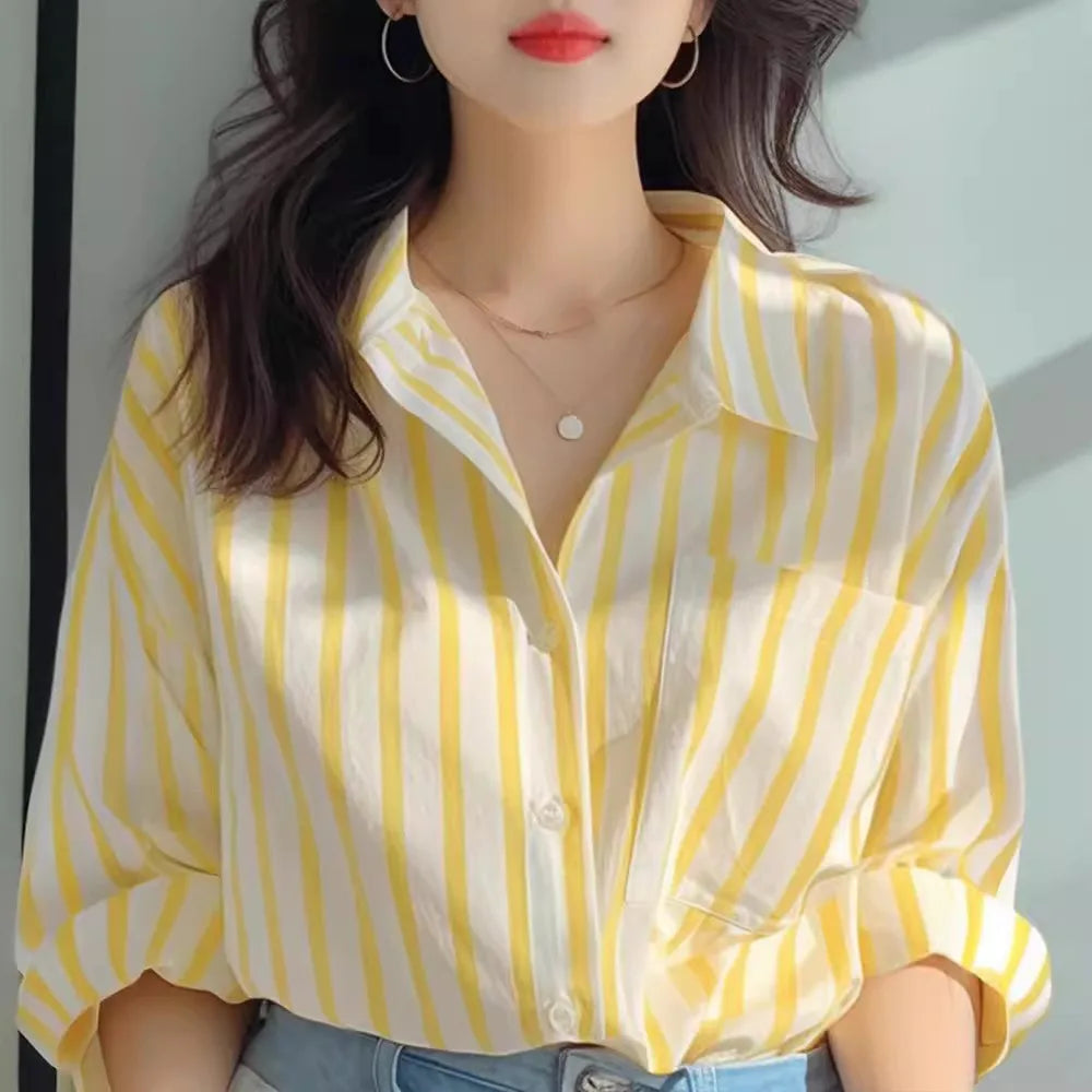 Striped Long-Sleeve Blouse