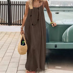 Aurelia Sun Relaxed Spaghetti-Strap Summer Dress – Black