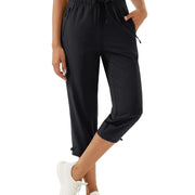 TACVASEN Women's Hiking Capris Pants UPF 50+ Lightweight Quick Dry Workout Travel Summer Casual Drawstring Pants Zipper Pockets