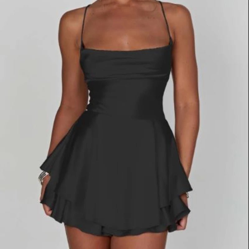 Satin-Look Sleeveless Romper
