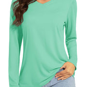 TACVASEN Summer UPF 50+ Long Sleeve T-Shirts Womens Sun Protection V Neck Fashion Tee Shirts Quick Dry Outdoor Hiking Pullover