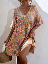 Plus-Size Floral Ruffle-Hem Dress