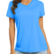 TACVASEN UPF 50+ Summer Short Sleeve V-Neck T-shirts Womens Sun Protection T-shirts Quick Dry Hiking Running Tee Shirts Tops