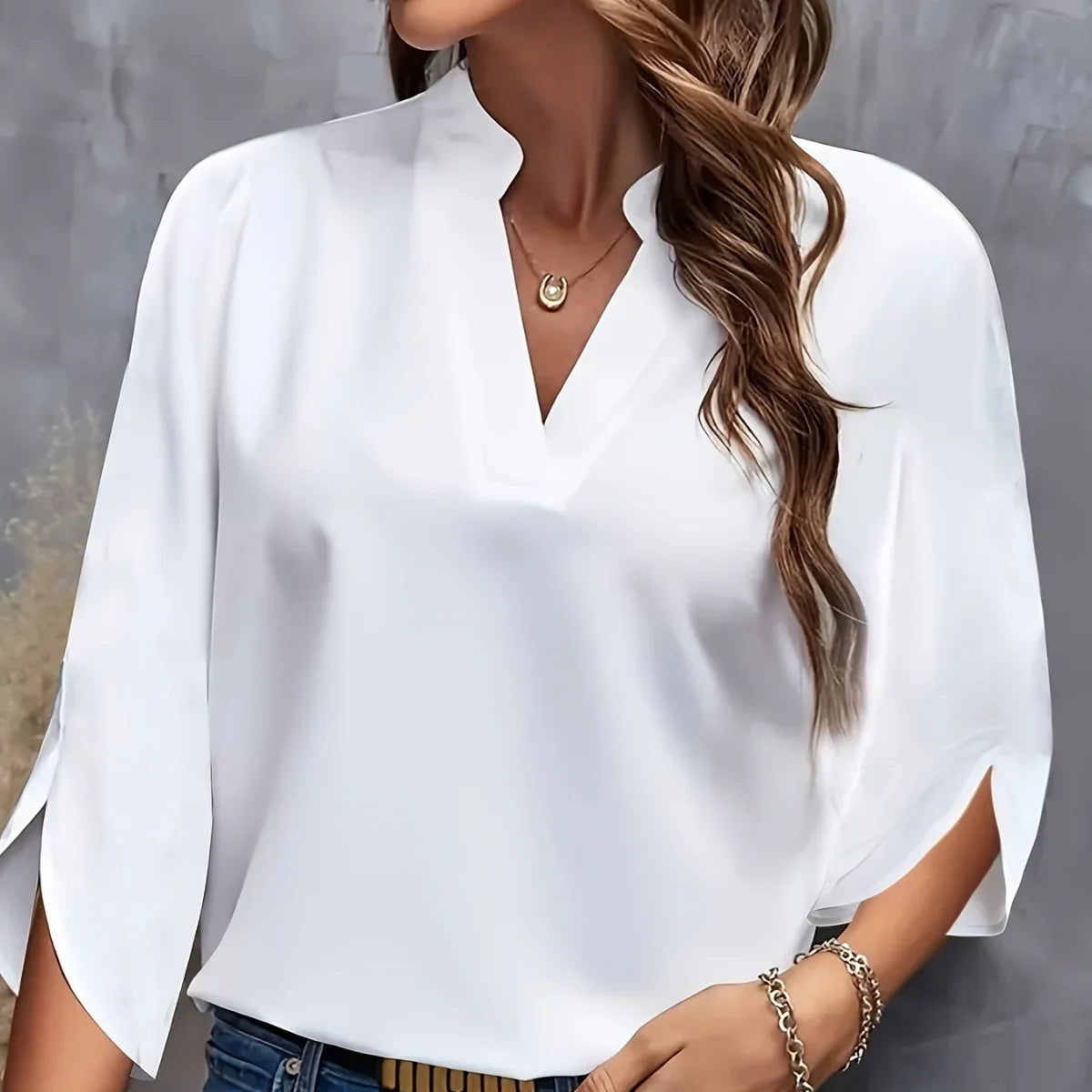 Solstice Plus-Size V-Neck Short-Sleeve Blouse
