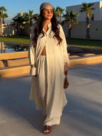 Striped Shirt & Wide-Leg Pants Set