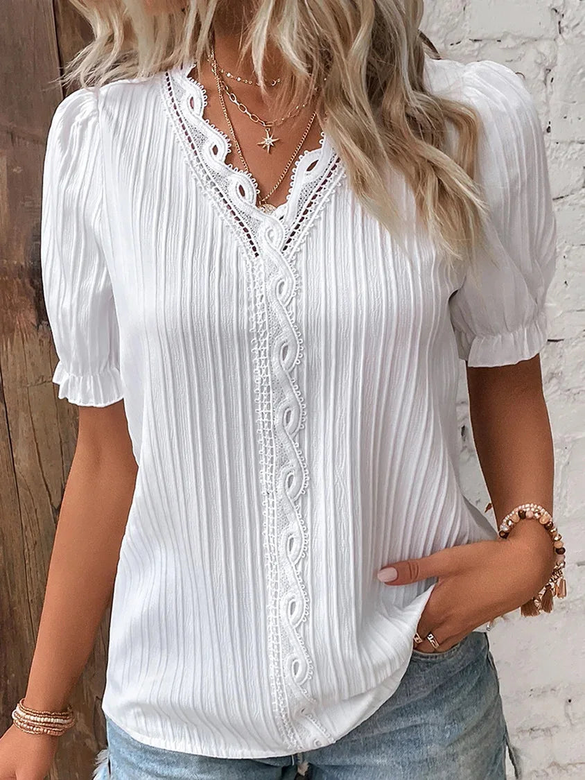 Plus-Size V-Neck Short-Sleeve Blouse