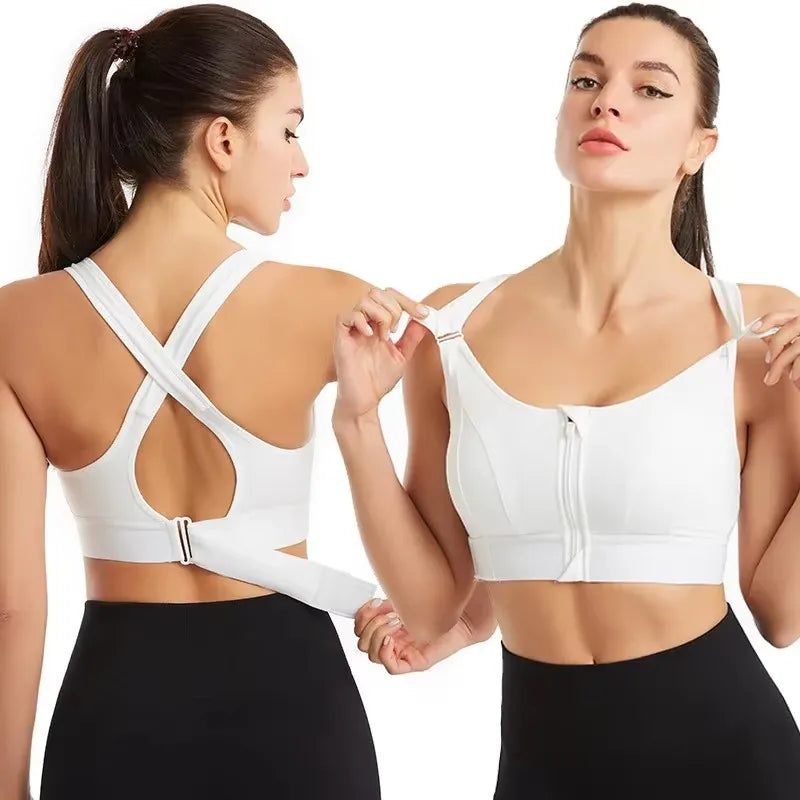 Aurelia Sun Front Zip Adjustable Sports Bra – Black – image 5