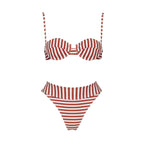 Striped Three-Piece Bandeau Bikini Set