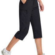 TACVASEN Quick Dry Knee Length Nylon Capris Womens Summer Hiking Casual Cargo Short Pant Lightweight Waterproof Shorts 5 Pockets