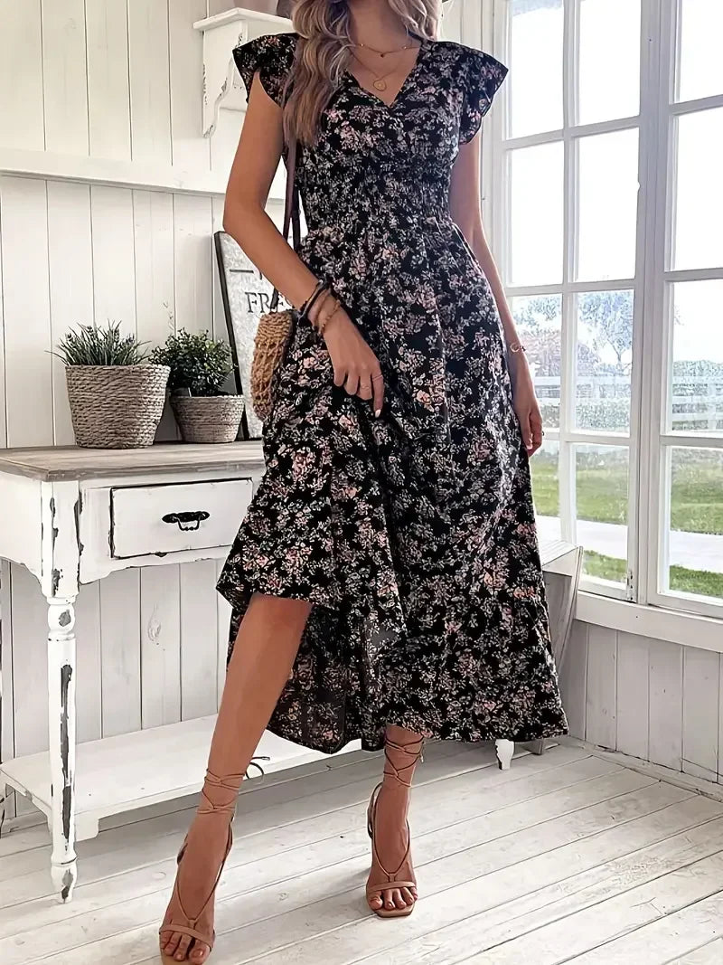 Curve Floral Ruffle Maxi Dress