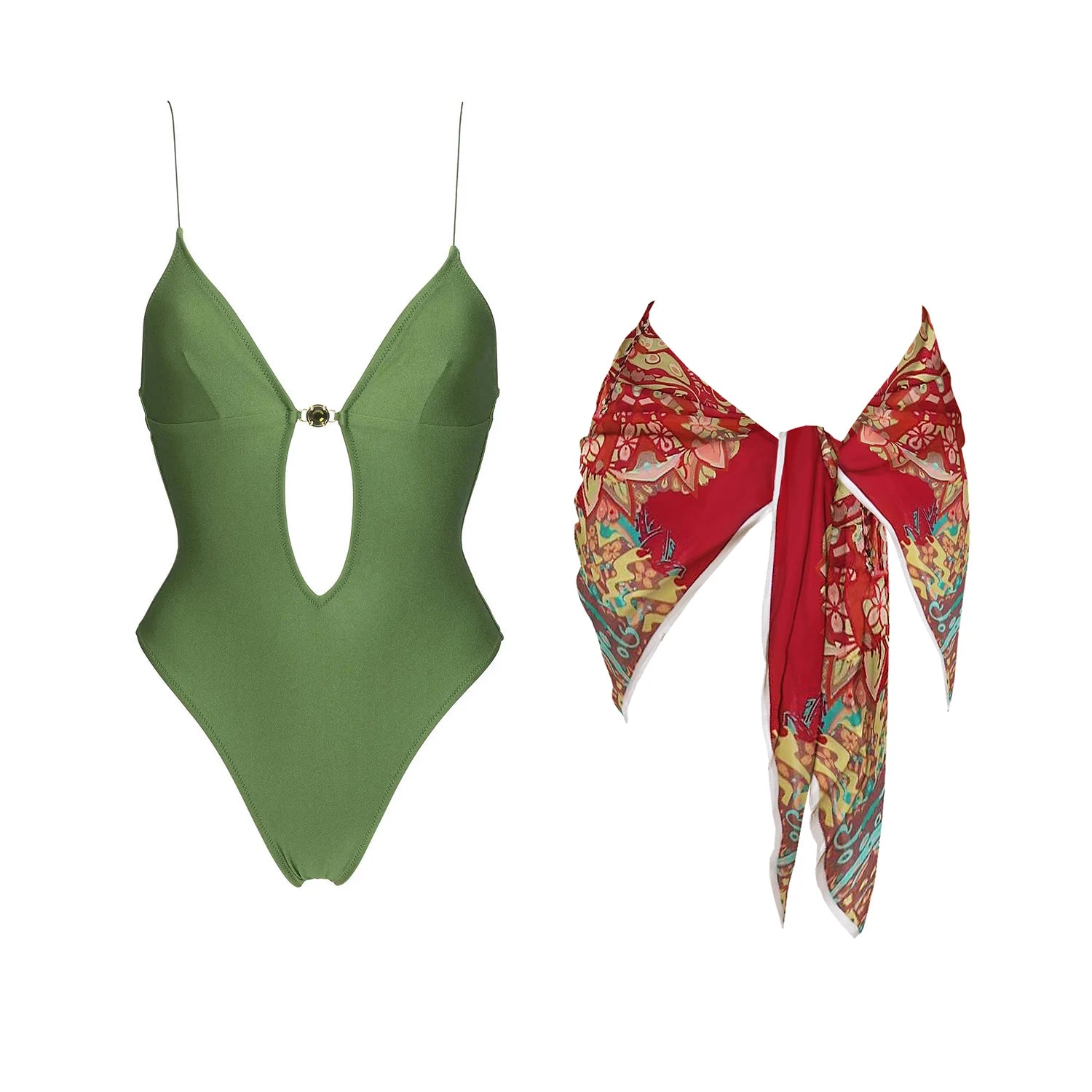 Crystal Crochet Three-Piece Bikini Set