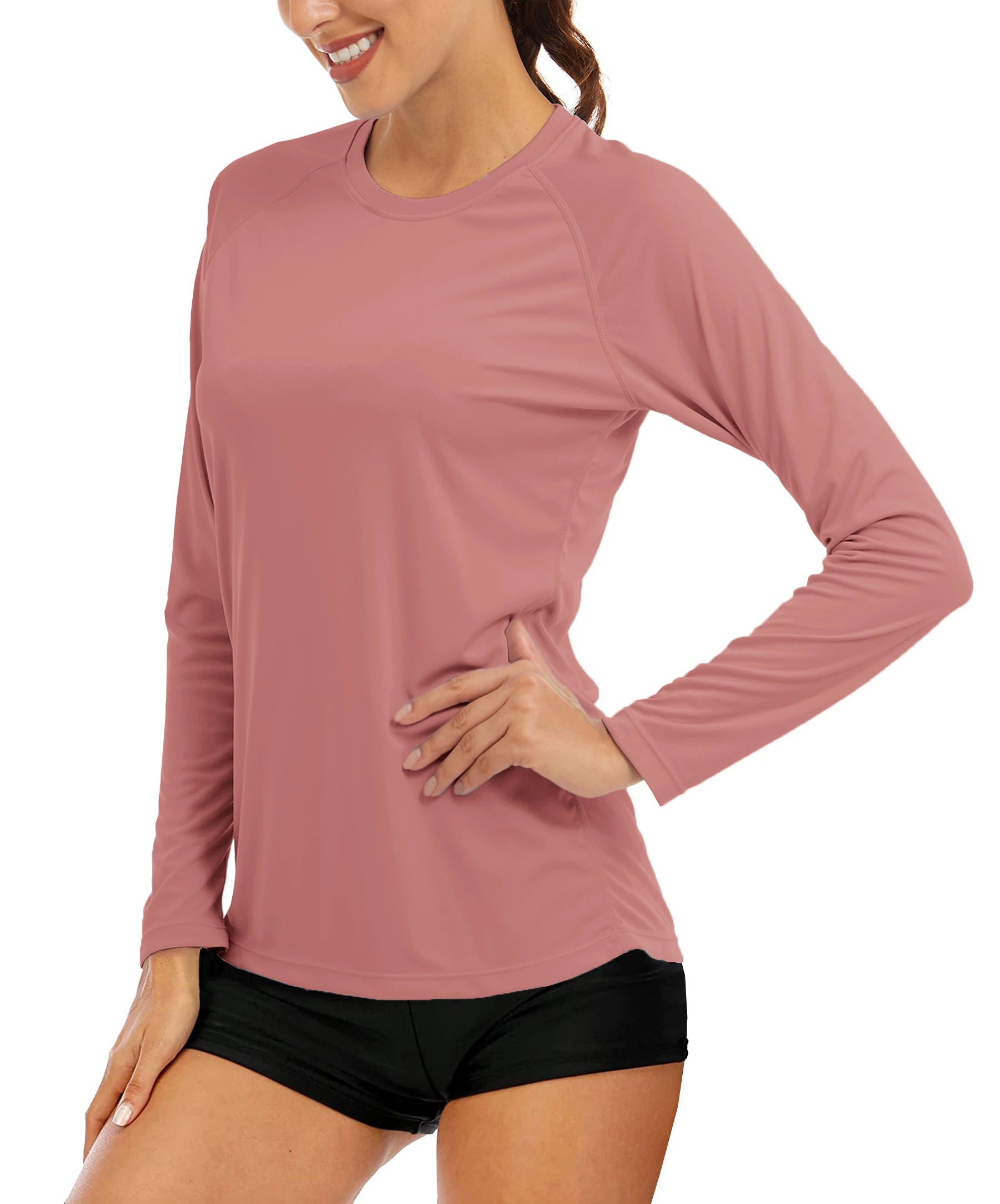 KEFITEVD Quick Dry Women's UPF 50+ Long Sleeve T-Shirts Skin Sun/UV Protection Breathable Lightweight Swim Outdoor Hiking Shirts
