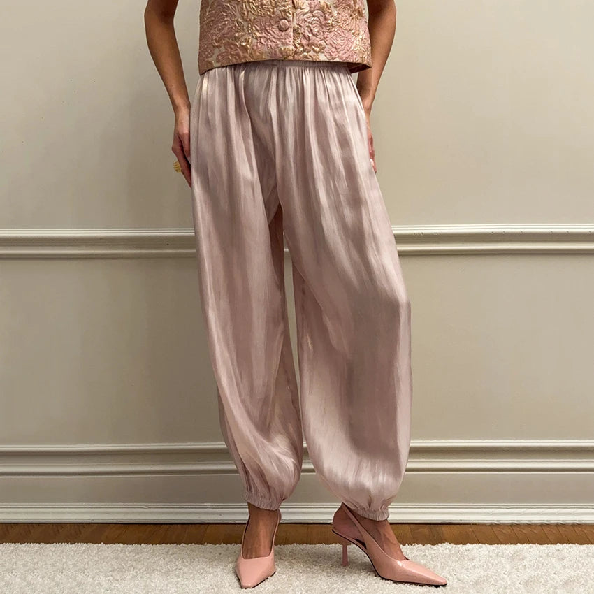 Pleated Balloon-Leg Trousers