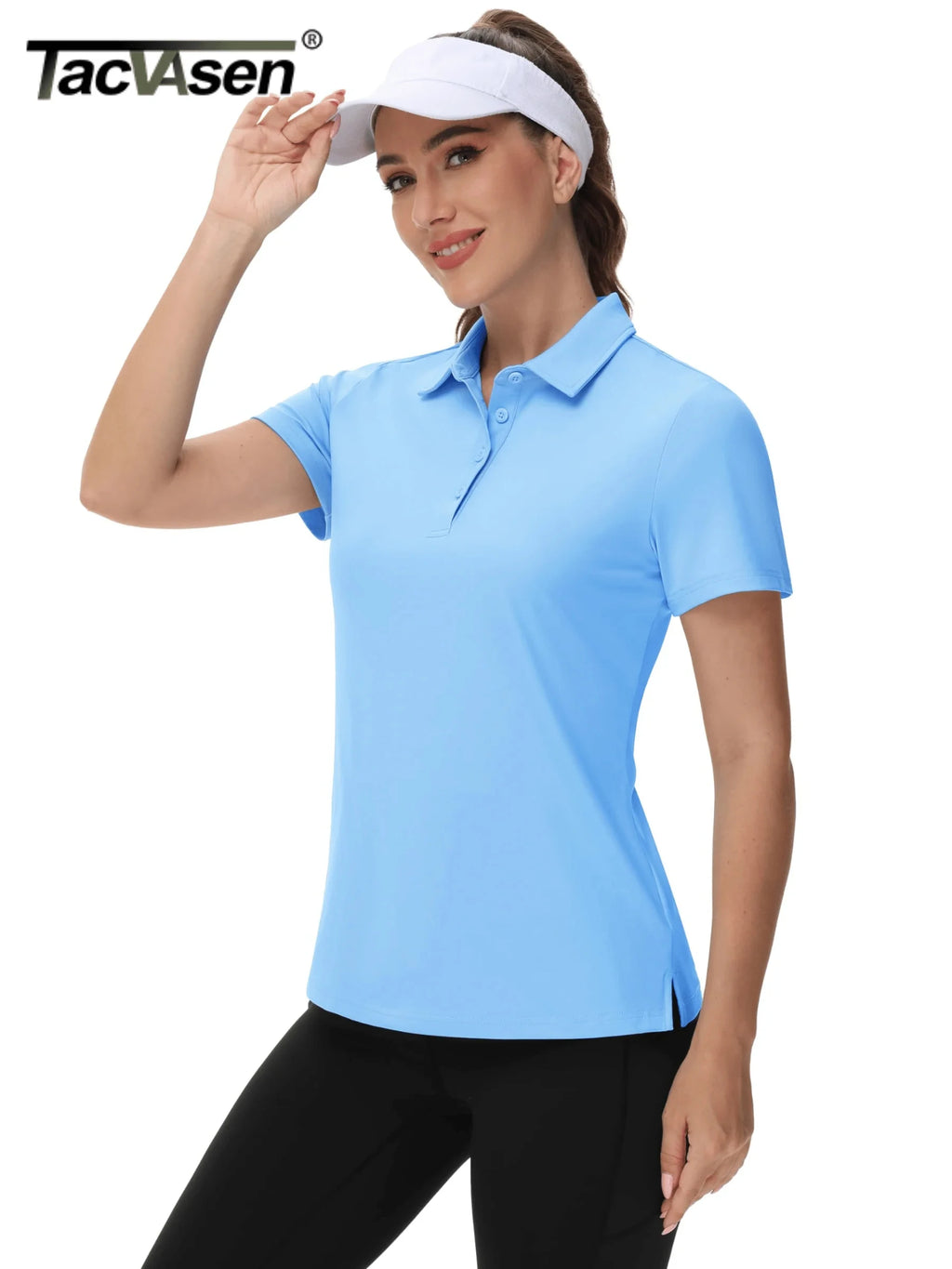 TACVASEN UPF50+ UV Protection Quick Dry Polo T-Shirts Womens Summer Short Sleeve Golf Sports Tee Shirts Breathable Workout Tops