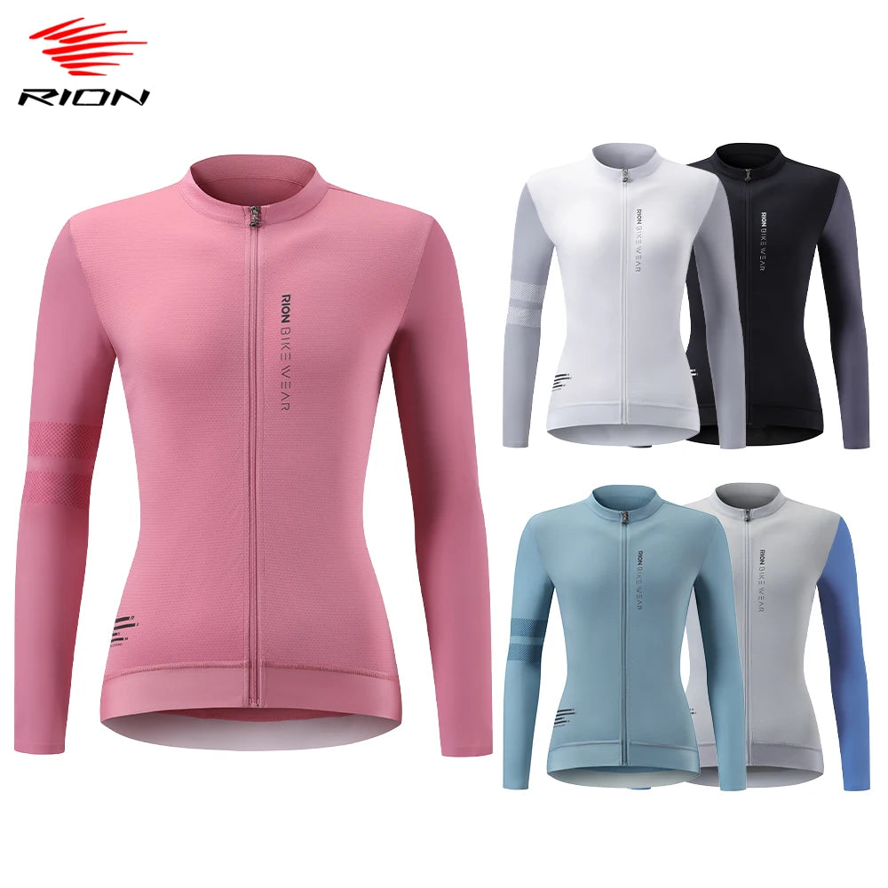 RION Women Cycling Jersey Long Sleeves Shirts Mountain Bike MTB Jerseys Pro Bicycle Clothing T-Shirt Outdoor Sports UPF 50+