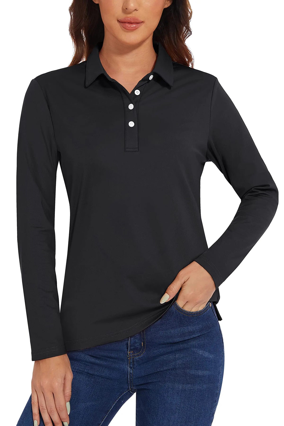 UPF 50+ Long-Sleeve Golf Polo