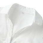 Button-Up Short-Sleeve Cropped Blouse
