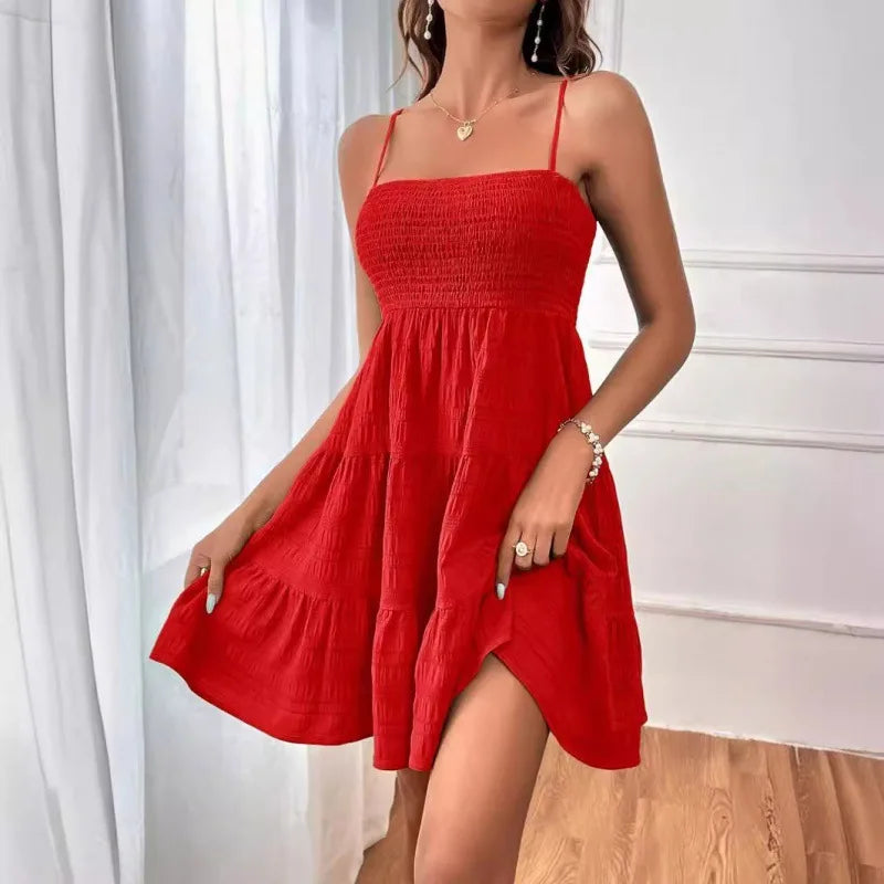Smocked Tiered Swing Mini Dress