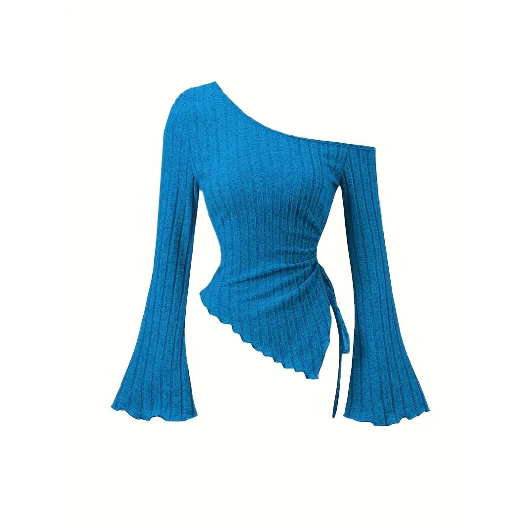 Asymmetric Flare-Sleeve Top