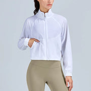 VITALINOVO Women's Athletic Workout Jacket UPF 50+ Long Sleeve Sun Protection Lightweight Shirts Zip Up Cropped Jackets Running
