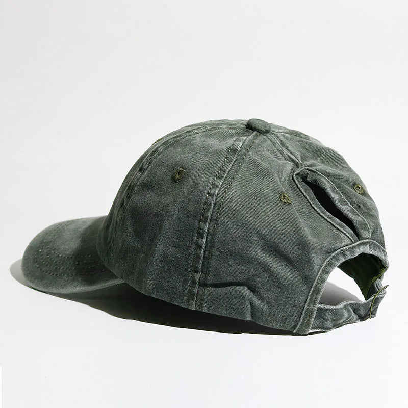 Washed High Ponytail Baseball Cap