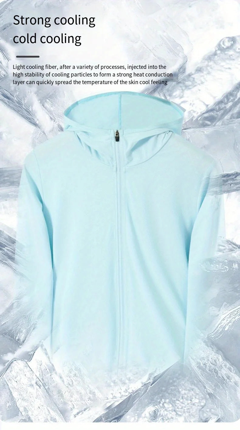 Summer Thin Ice Silk UV Women's Sunscreen Swimwear Jacket Front Zip UPF 50+ Fishing Clothing Couple Sunwear