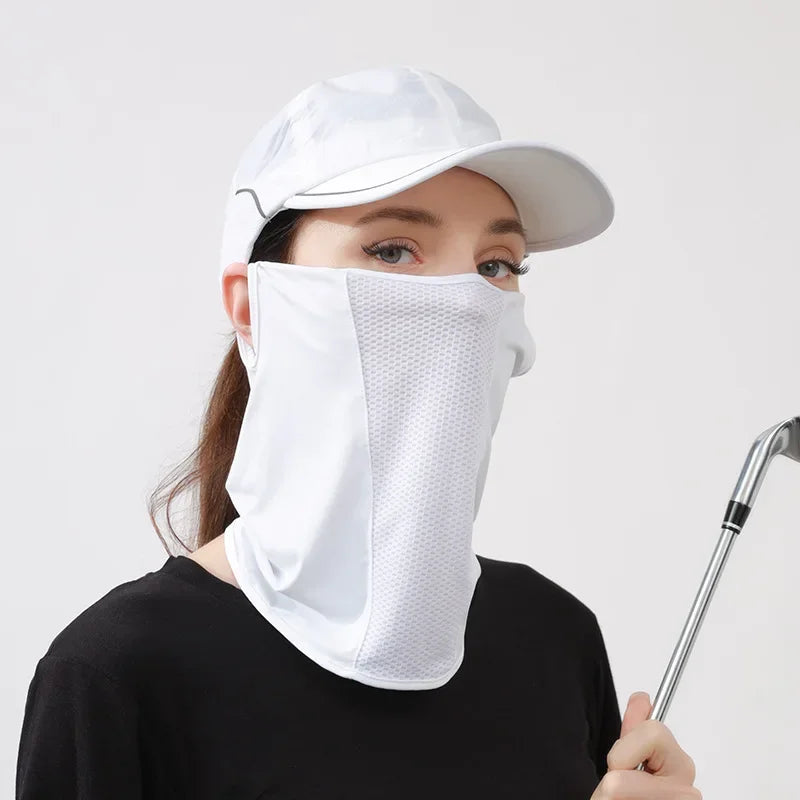 Ice Silk UV Face Scarf for Women Men, Sun Protection Neck Cover, Breathable Sports Mask for Golf Cycling Outdoor sun screen