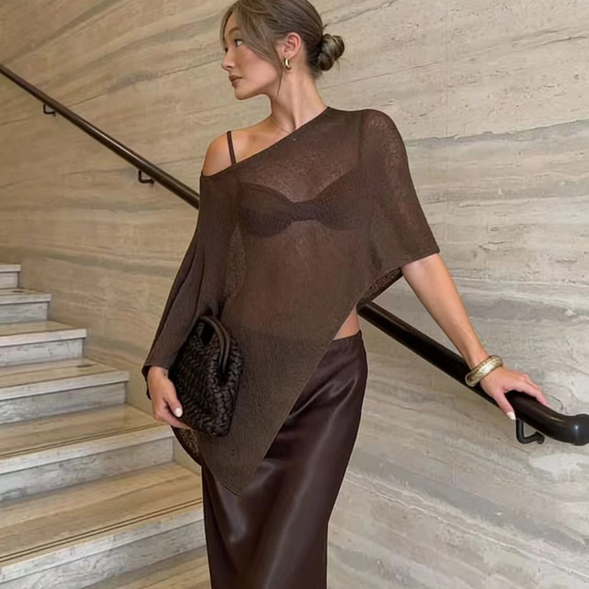 Sheer Knit Beach Cover-Up Top