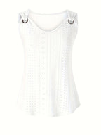 Embroidered V-Neck Sleeveless Tank Top