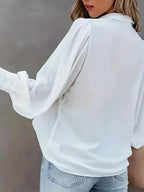 Plus-Size Lantern-Sleeve Long-Sleeve Blouse