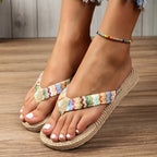 Ethnic-Print Soft-Sole Flip-Flops
