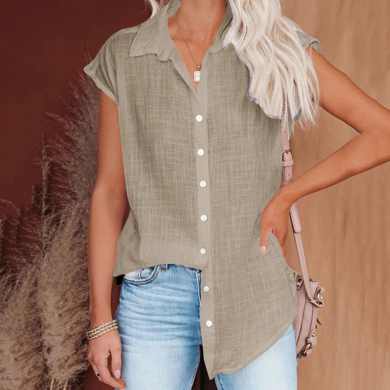 Cotton-Linen Short-Sleeve Relaxed T-Shirt