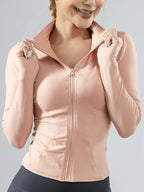2026 Summer New Women's Sun Protection Jacket with Stand-up Collar Waist-Cinching Slim-Fit Long Sleeve Cardigan Yoga Top