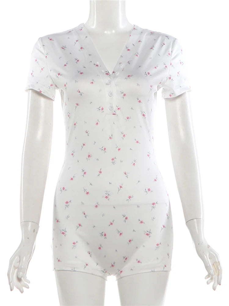 Floral Button-Front Romper
