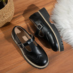 Aurelia Sun T-Bar Brogue Platform Flats – Brown