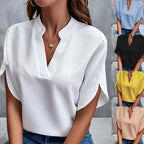 V-Neck Short-Sleeve Relaxed Blouse