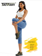 TACVASEN Women's Hiking Capris Pants UPF 50+ Lightweight Quick Dry Workout Travel Summer Casual Drawstring Pants Zipper Pockets