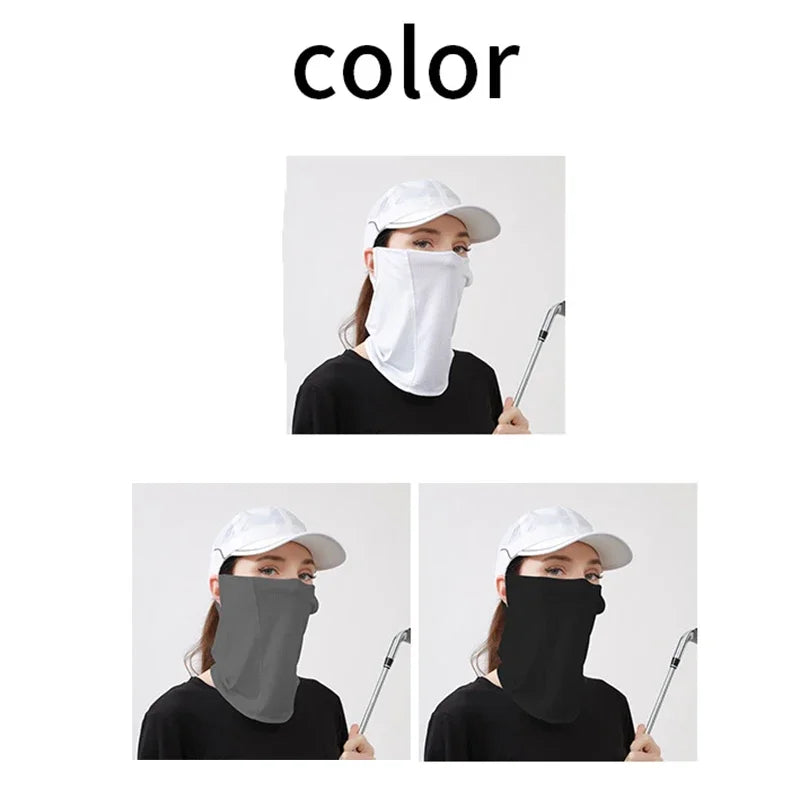 Ice Silk UV Face Scarf for Women Men, Sun Protection Neck Cover, Breathable Sports Mask for Golf Cycling Outdoor sun screen