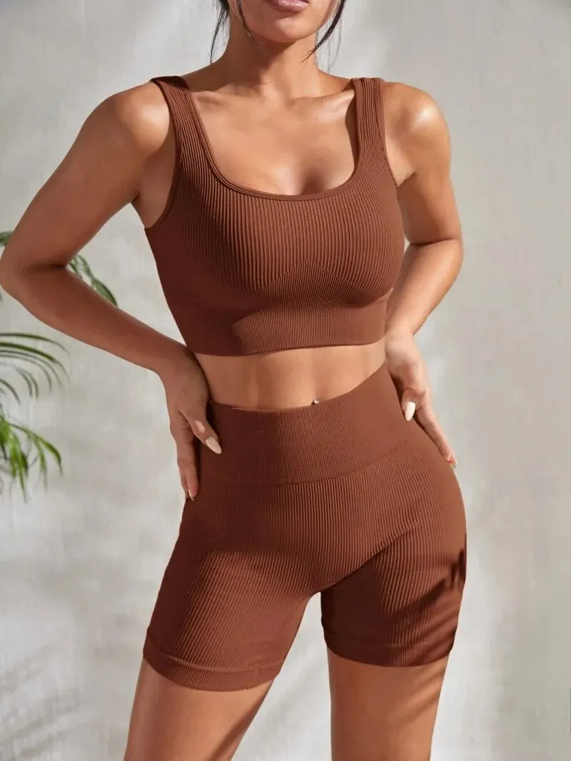 Aurelia Sun Ribbed Crop Top & Shorts Set – Black – image 11