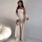 Three-Piece Cardigan & Wide-Leg Pants Set