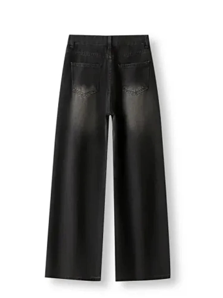 Denim High-Waist Straight-Leg Jeans