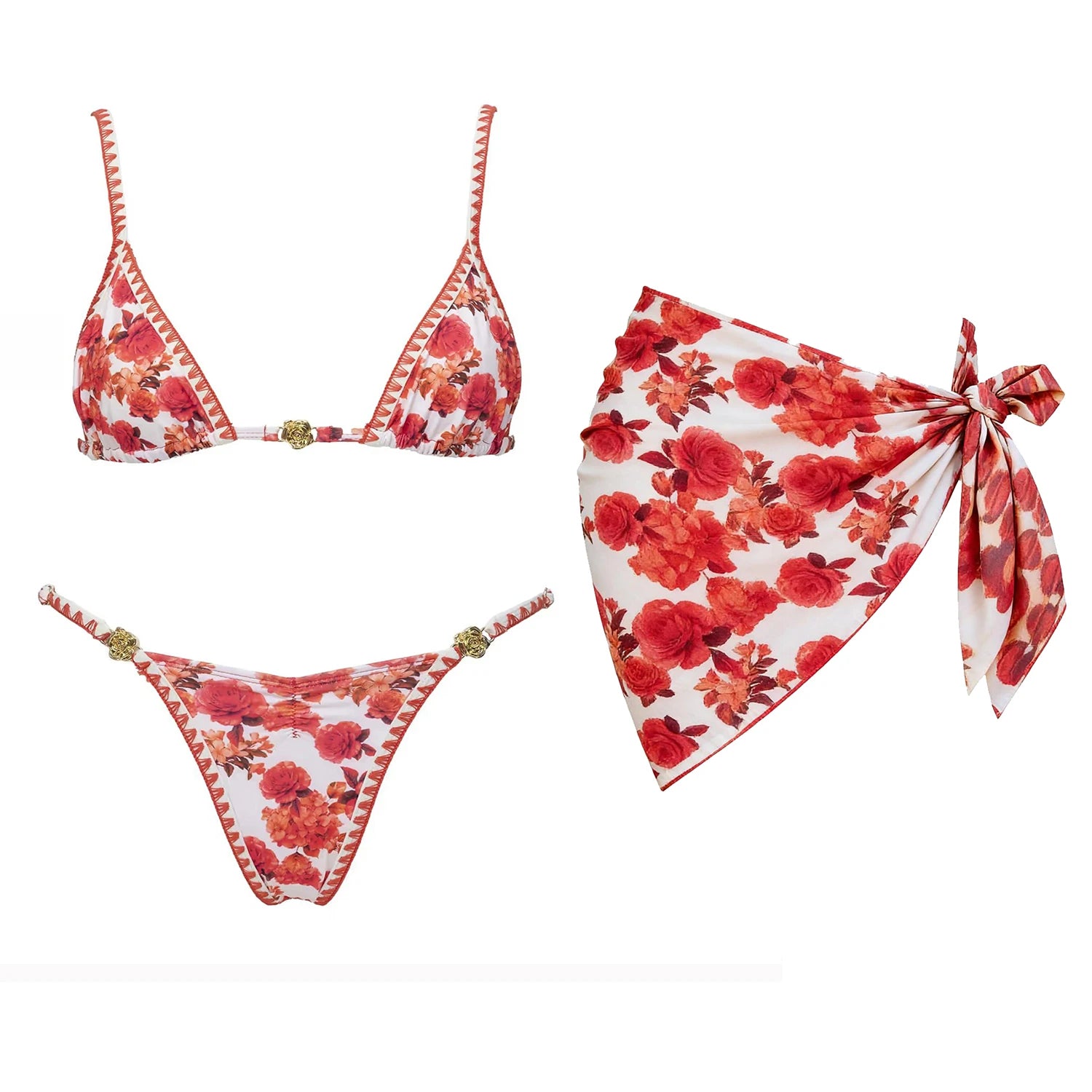 Aurelia Sun Printed Three-Piece Bikini Set – Multi-Colour Bikini 1 – image 1